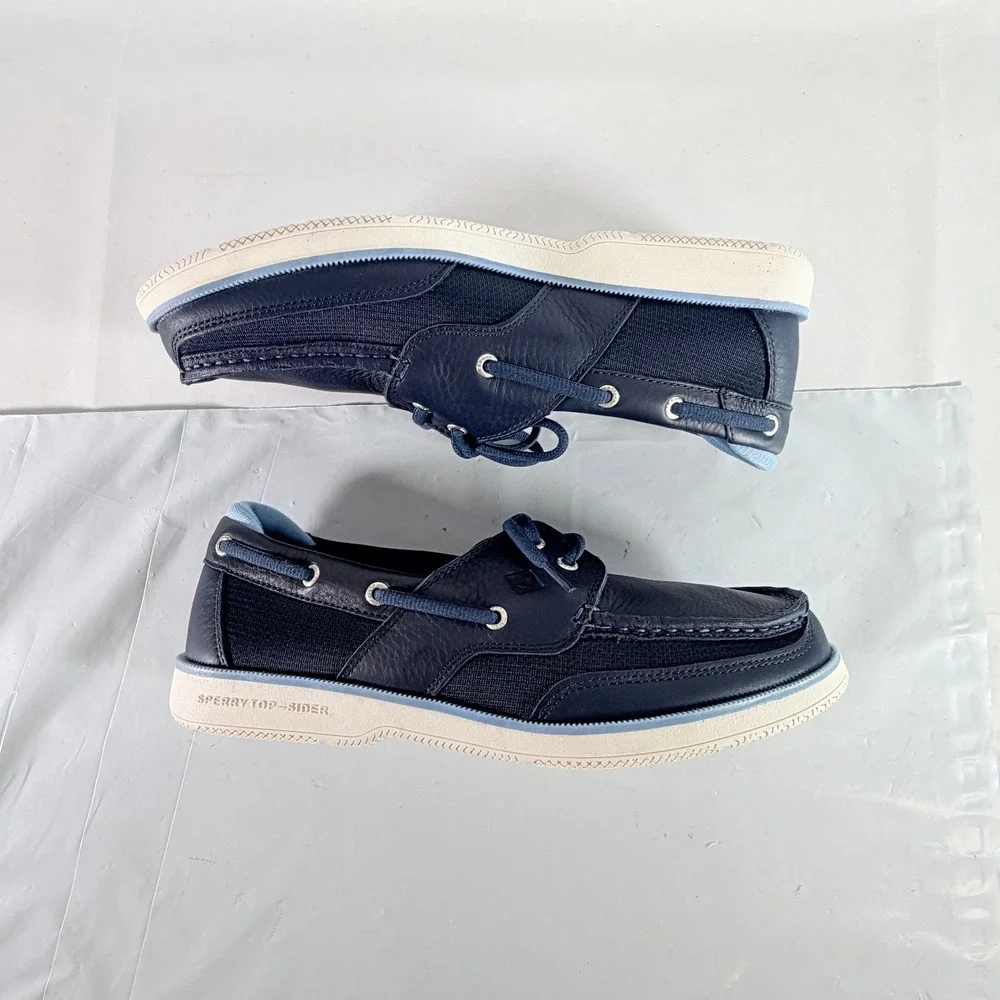 Sperry Surveyor 2-Eye Navy Blue Leather Boat Shoes Men's 12 W New in Box